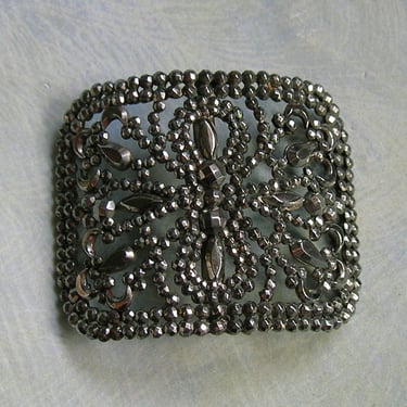 Antique French Cut Steel Shoe Buckle, French Cut Steel Buckle, Shoe Accessory, Repurpose (#4323) 