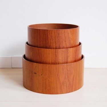Mid Century Modern Teak Nesting Storage Containers Made in Japan 