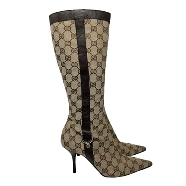 Gucci Brown Monogram Tall Boots