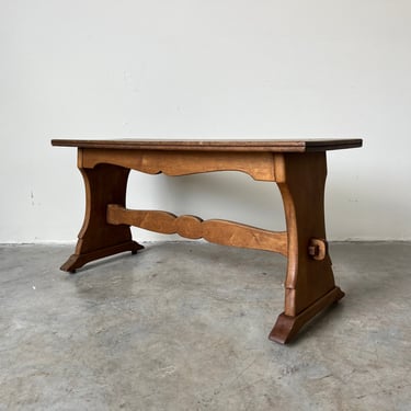 19th Century Country French Oak Farmhouse Trestle Bench / Coffee Table 