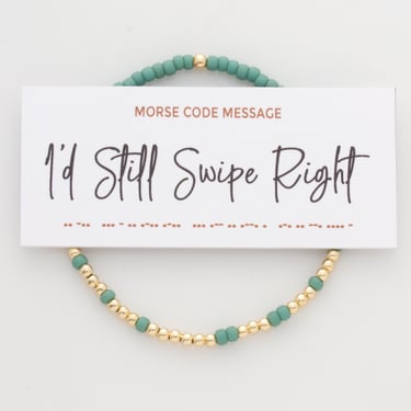 I'd Still Swipe Right Morse Code Bracelet | Anniversary Gift | Hidden Message Bracelet | Valentine's Day Gift for Wife | Funny Gift for Her 