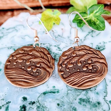 Brass Wave Dangle Earrings~Symbolic Jewelry 