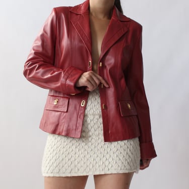 90s Soft Raspberry Leather Jacket