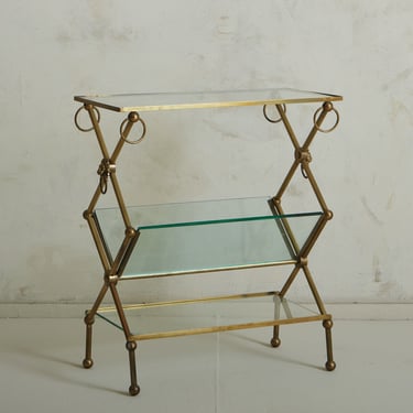 Brass + Glass Magazine Table Attributed to Maison Jansen, France 1960s