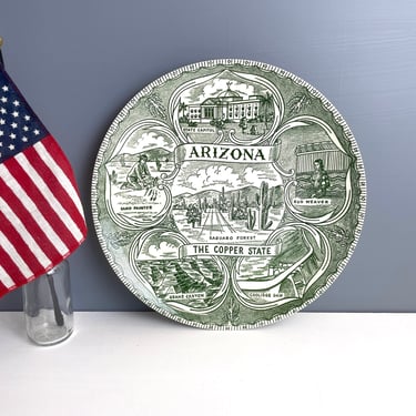 Arizona souvenir state plate - 1960s vintage transferware plate 