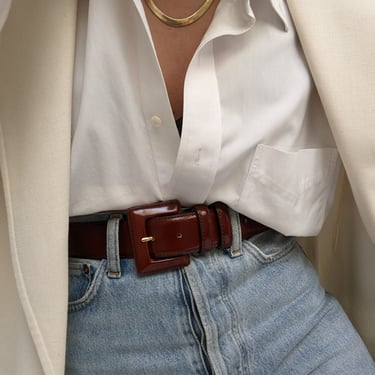 Vintage Smooth Chestnut Leather Belt