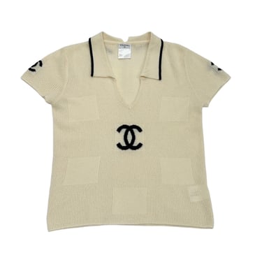 Chanel Cashmere Logo Cropped Polo