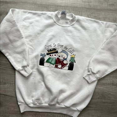 Vintage Cute Snowman Graphic Crewneck Sweater