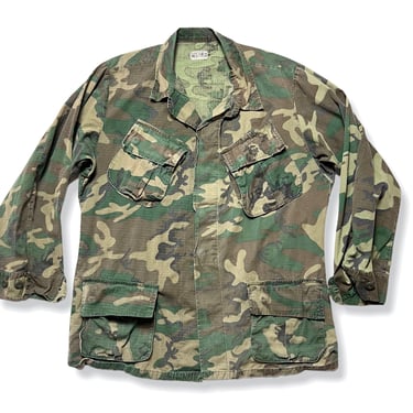Vintage 1970s Vietnam War ERDL Rip-Stop Camouflage Poplin Shirt / Jacket ~ size Medium Regular ~ USMC Marine Corps ~ Jungle Coat  ~ 