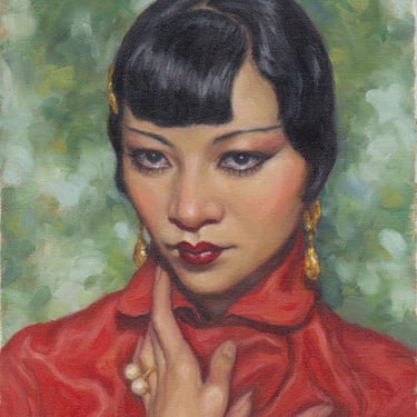 Anna May Wong Portrait, Art Print from Original Oil Painting by Pat Kelley. Art Deco, Vintage Look, Beautiful Woman, Contemporary Realism 