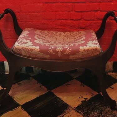 Harp Stool w/Brocade Cushion