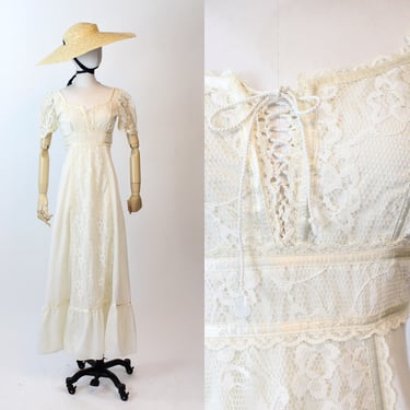 1970s Gunne Sax style CORSET maxi dress xxs | new spring summer 