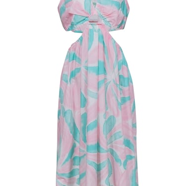Rails - Pink &amp; Turquoise Print Cut-Out Maxi Dress Sz M