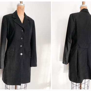 Vintage ‘90s women’s black wool blazer, dressage style riding jacket  | Andrea Viccaro designer jacket, long line blazer, ladies 6 