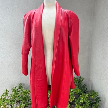 Vintage 80s red soft leather swing coat Sz Small by Pelle NY Milano 