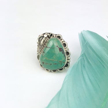 FINE FEATHER Silver & Turquoise Ring | JAG Puffy Stone Ring | Navajo Native American Jewelry, Southwestern Jewelry| Size 6 1/2 