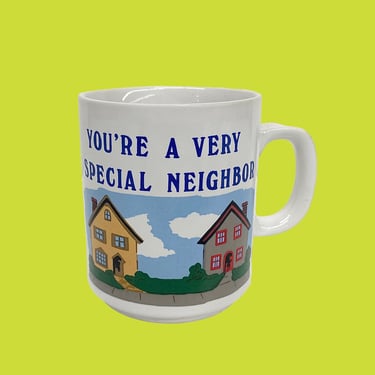 Vintage Novelty Mug Retro 1970s You're a Very Special Neighbor + White + Ceramic + Friends + Gift + Coffee or Tea + Kitchen + Made in Japan 