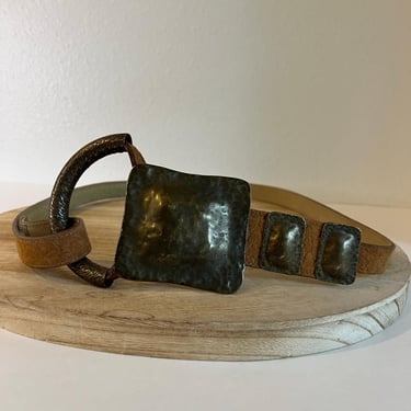 Vintage 90s Chunky Vegan Leather Stone Embellished Wrap Belt Free Size 