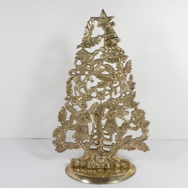 Vintage Brass Christmas Tree Candle Holder 