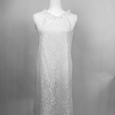 1950s White Lace Slip Dress 