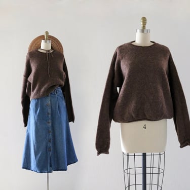 marled walnut wool sweater - l 