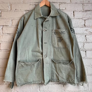 Medium, Vintage WW2 USMC P-41 HBT Utility Jacket, Green, As Is 