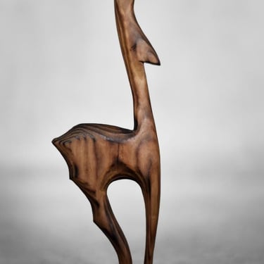 Vintage Mid-Century Danish Modern Dark Wood Sculpture Gazelle Figurine, 1960s 