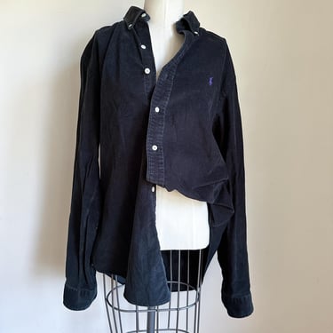 Vintage Ralph Lauren Black Corduroy Button Down Shirt / L 