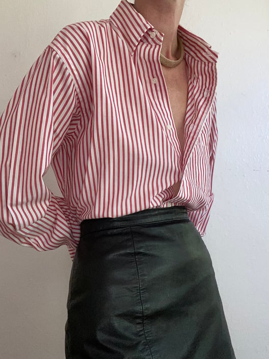 vintage red pinstripe menswear blouse 