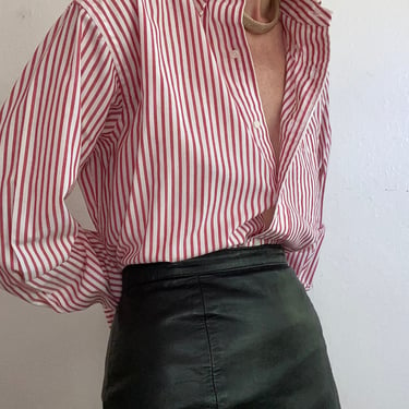 vintage red pinstripe menswear blouse 