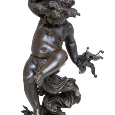 Auguste Moreau &quot;Putto&quot; Bronze Sculpture
