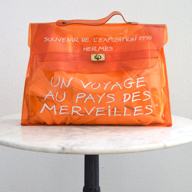 HERMÈS Orange Transparent Bag Beach Vinyl Handbag