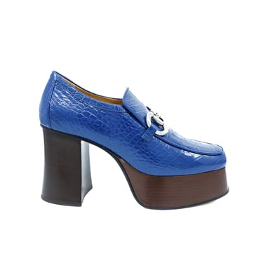 Gucci Blue Platform Loafers, 37.5