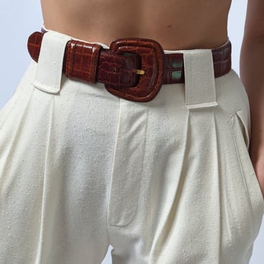 Vintage Chestnut Embossed Leather Belt