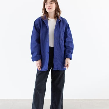 Vintage Dark Rich Blue Chore Coat | Navy Unisex Cotton 'Alsico' Utility Work Jacket | Made in Italy | XL | IT384 