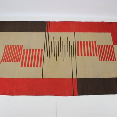 1940s Geometric Wool Rug/Carpet in the Style of Antonin Kybal, Czechosloakia 