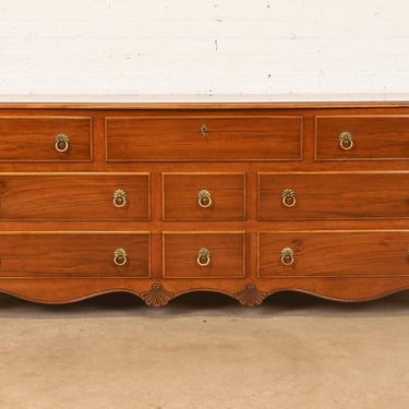 Baker Furniture French Provincial Louis XV Carved Walnut and Burl Wood Dresser or Credenza