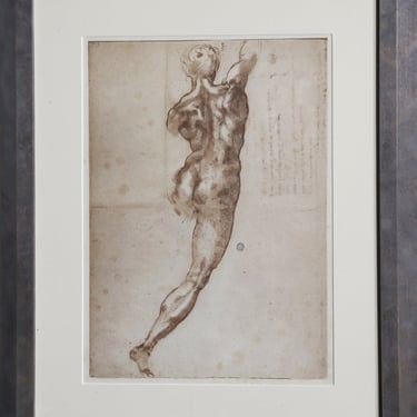 Michelangelo, Nudo per la Battaglia di Cascina from Disegni di Michelangelo, Lithograph 