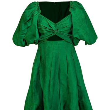 Aje - Green Puff Sleeve Bust Cut Out Dress Sz S