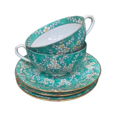 Vintage Cherry Blossom Teacups and Saucers (5 piece set) 