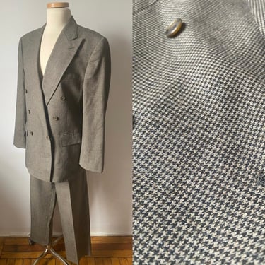 70s Double Breasted Houndstooth Suit 