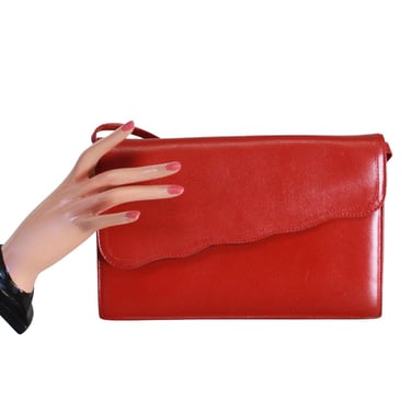 Vintage Red Leather Shoulder Bag - Vintage Red Leather Purse - Vintage Red Leather Handbag - Vintage Red Leather Bag - Vintage Red Purse 