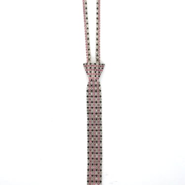 1990s Bauer Swarovski Crystal Pink Tie Necklace