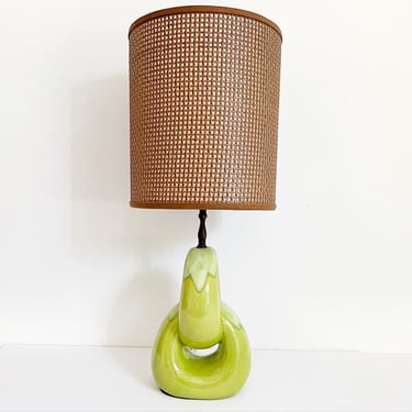 Midcentury Drip Glaze Rings Lamp & Shade 