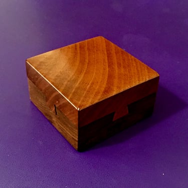A Vintage Mid Century Modern Table Top Hand Turned Hard Wood Accessory Puzzle Box by K Oltman 