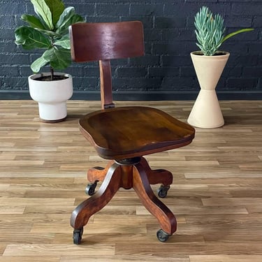 Vintage Oak Office Desk Chair, c.1940’s 