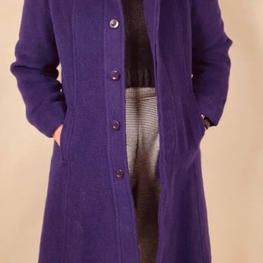 Purple Alpaca Coat By Nicole Miller, L