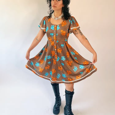 70’s Polka Dot Flutter Sleeve Mini Dress
