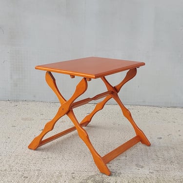 Vintage Folding Side Table, Massive Folding Side Table, Oak Side Table, 70's 