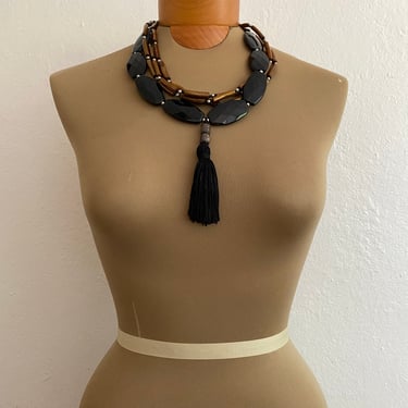 vintage beaded tassle necklace 